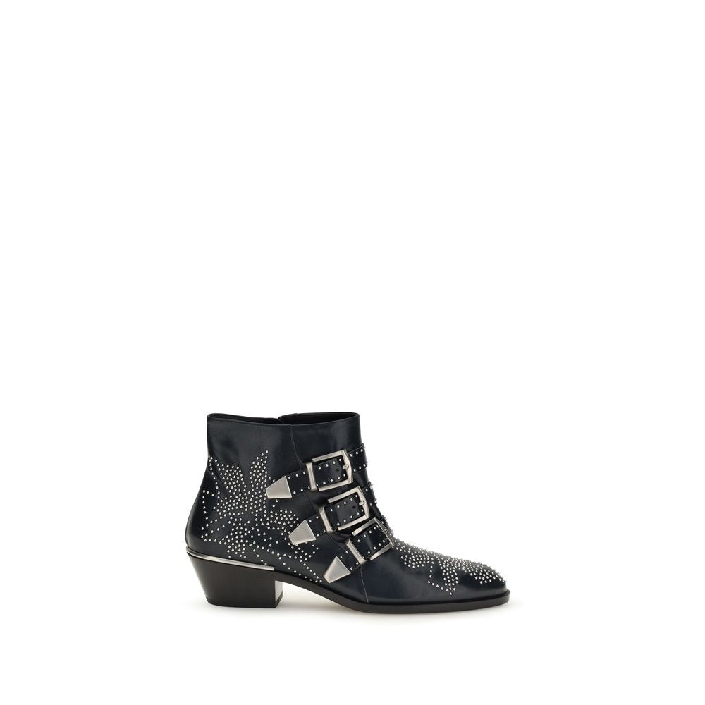 Chloé Black Calf Leather Bos Taurus Lace-Up Boots