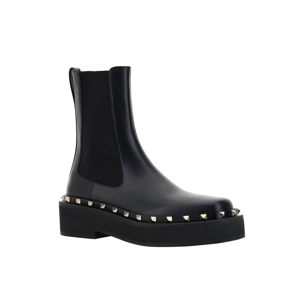 Valentino Garavani Black Calfskin Ankle Boots