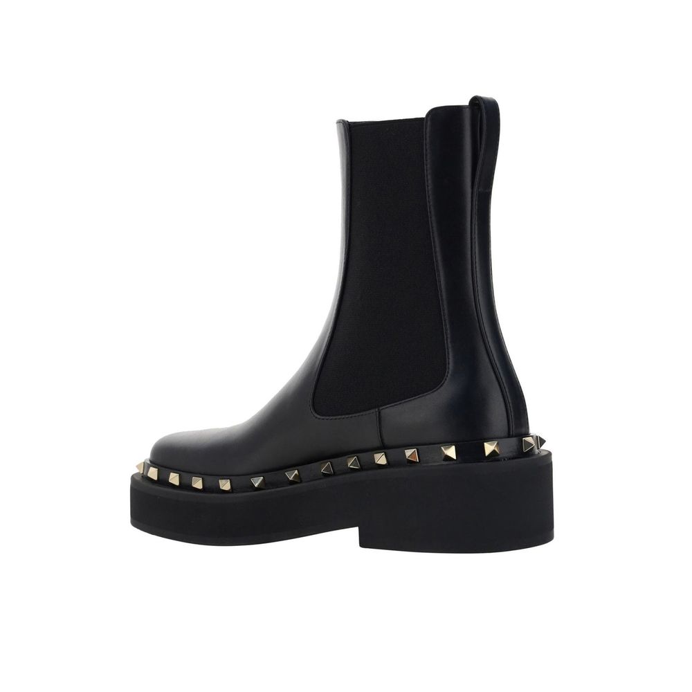 Valentino Garavani Black Calfskin Ankle Boots