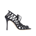 Manolo Blahnik Black Leather Stiletto Heel Sandals