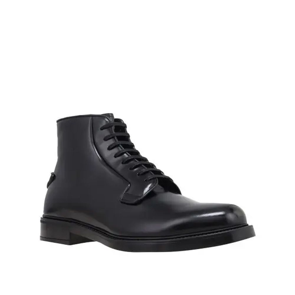 Prada Black Calfskin Lace-Up Boots