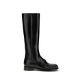 Prada Black Calf Leather Bos Taurus Flat Boots
