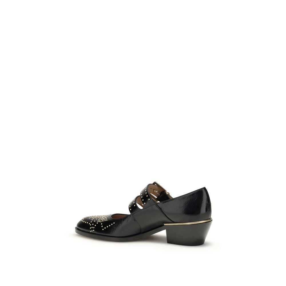Chloé Black Calf Leather Bos Taurus Ballet Flats