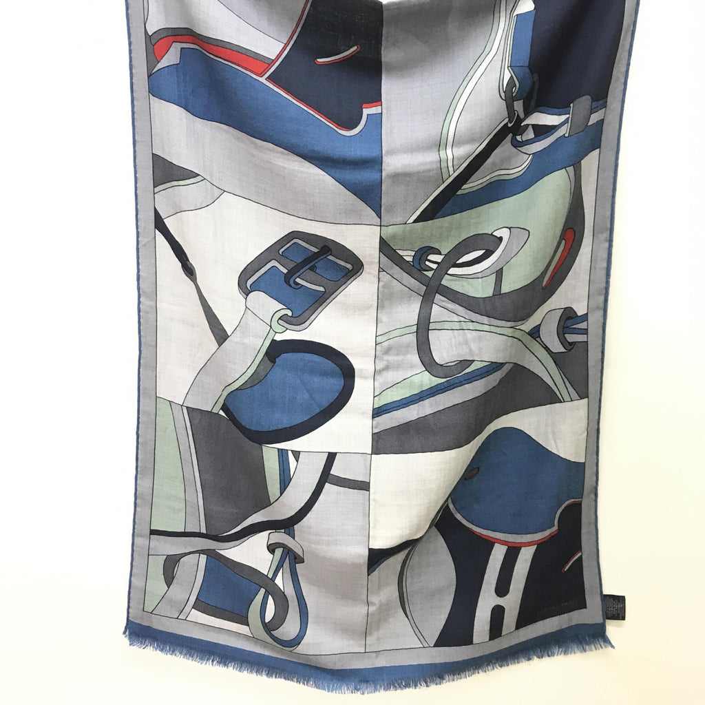 Hermès Blue Cashmere-Silk Blend Scarf