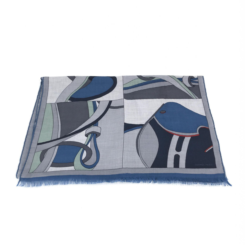 Hermès Blue Cashmere-Silk Blend Scarf