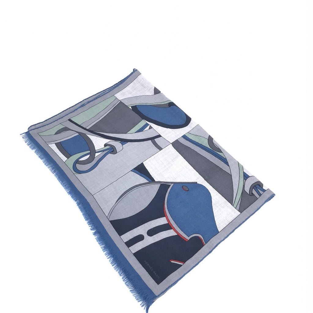 Hermès Blue Cashmere-Silk Blend Scarf