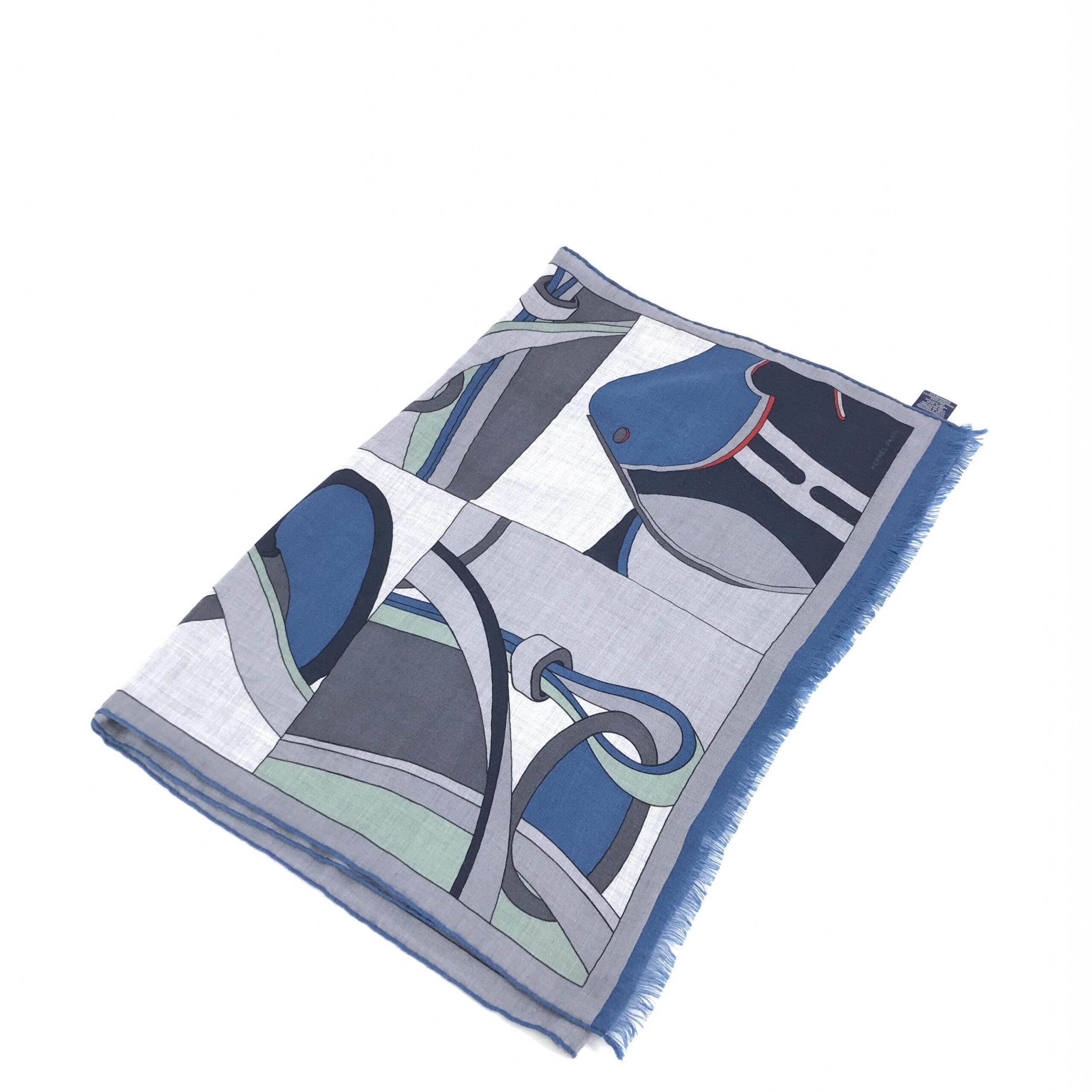 Hermès Blue Cashmere-Silk Blend Scarf