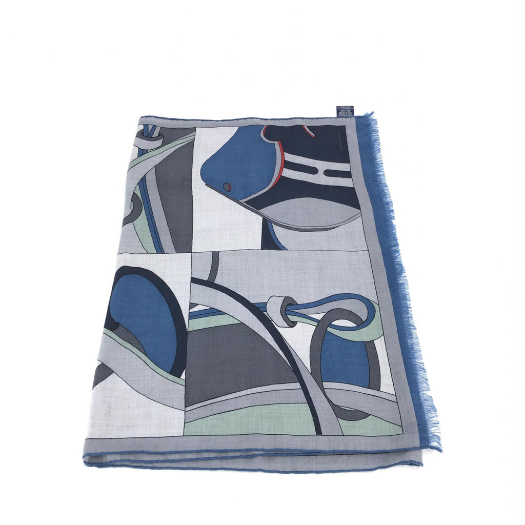 Hermès Blue Cashmere-Silk Blend Scarf