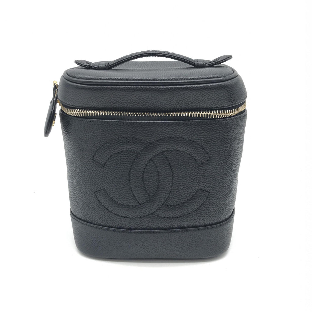 Chanel Caviar Leather Vanity Handbag In Black