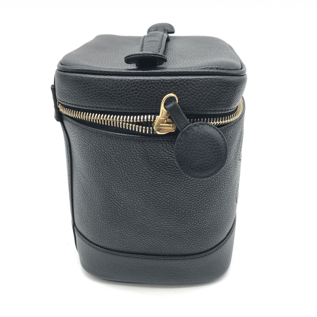 Chanel Caviar Leather Vanity Handbag In Black