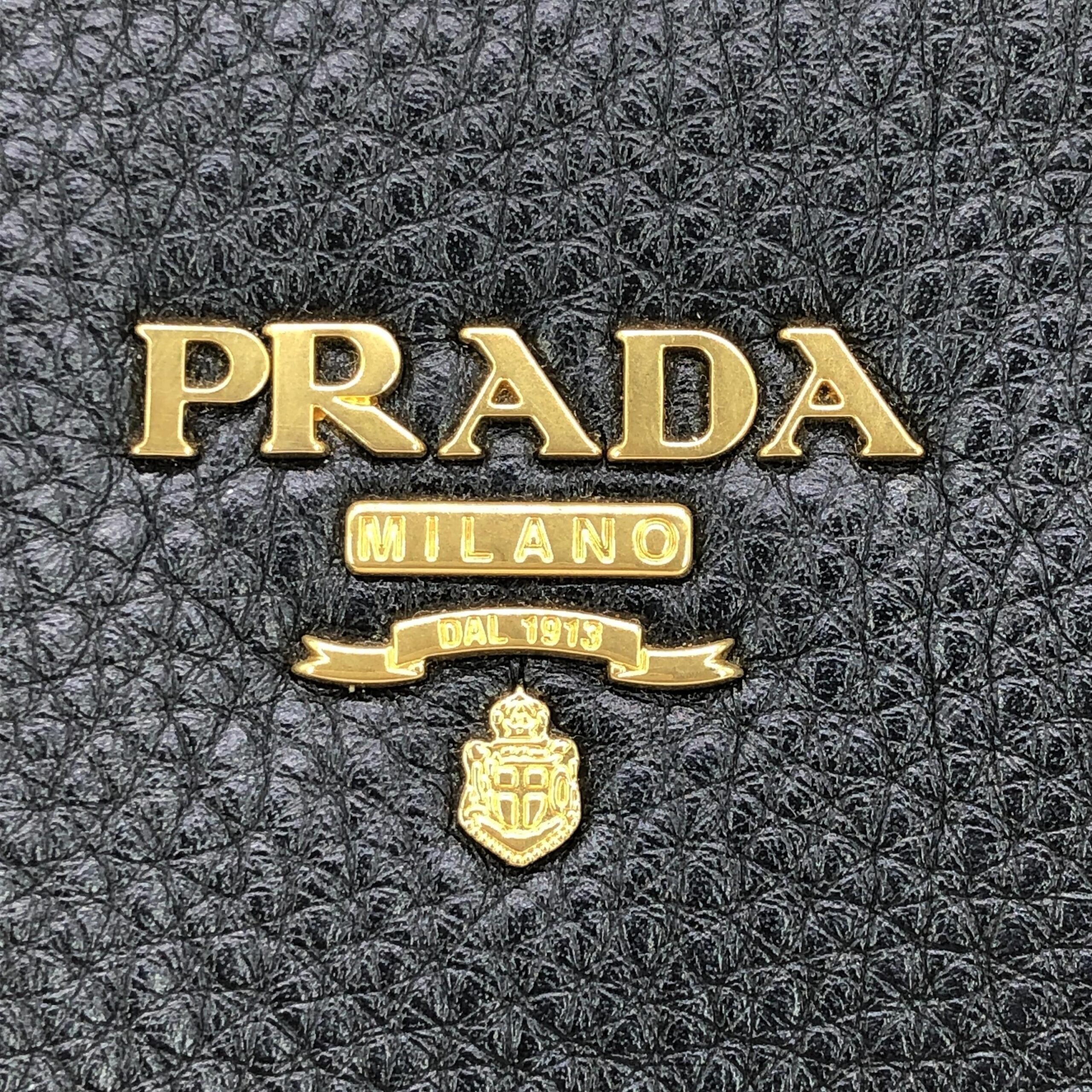 Prada Galleria Vitello Daino Black Leather Top Handle Bag