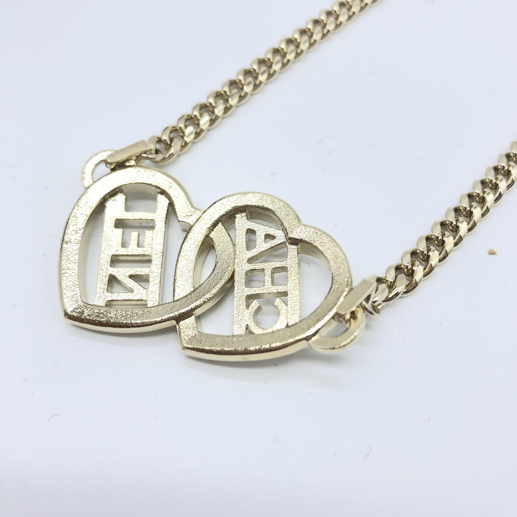 Chanel Gold Tone Heart Choker Necklace With Logo