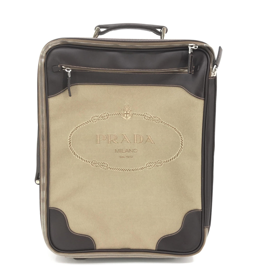 Prada Jacquard Canvas Leather Suitcase