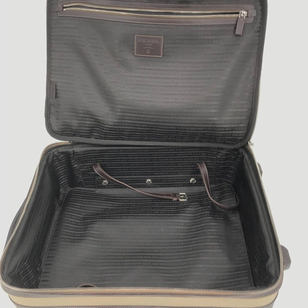 Prada Jacquard Canvas Leather Suitcase