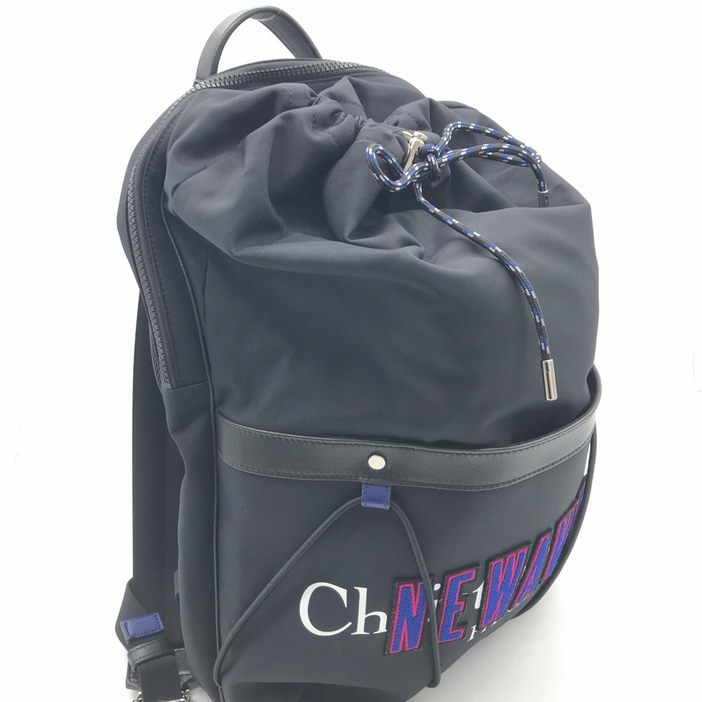 Christian Dior Newave Drawstring Nylon Backpack In Black