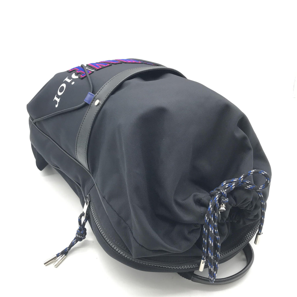 Christian Dior Newave Drawstring Nylon Backpack In Black