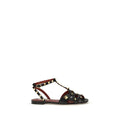 Valentino Garavani Black Goatskin Flat Sandals