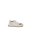 Brunello Cucinelli Gray Calf Leather Bos Taurus Athletic Sneakers