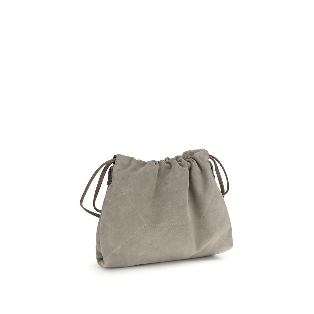 Brunello Cucinelli Gray Calf Leather Bos Taurus Clutch Bag