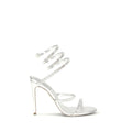 RENE CAOVILLA Silver Calf Leather Bos Taurus Stiletto Heel Sandals