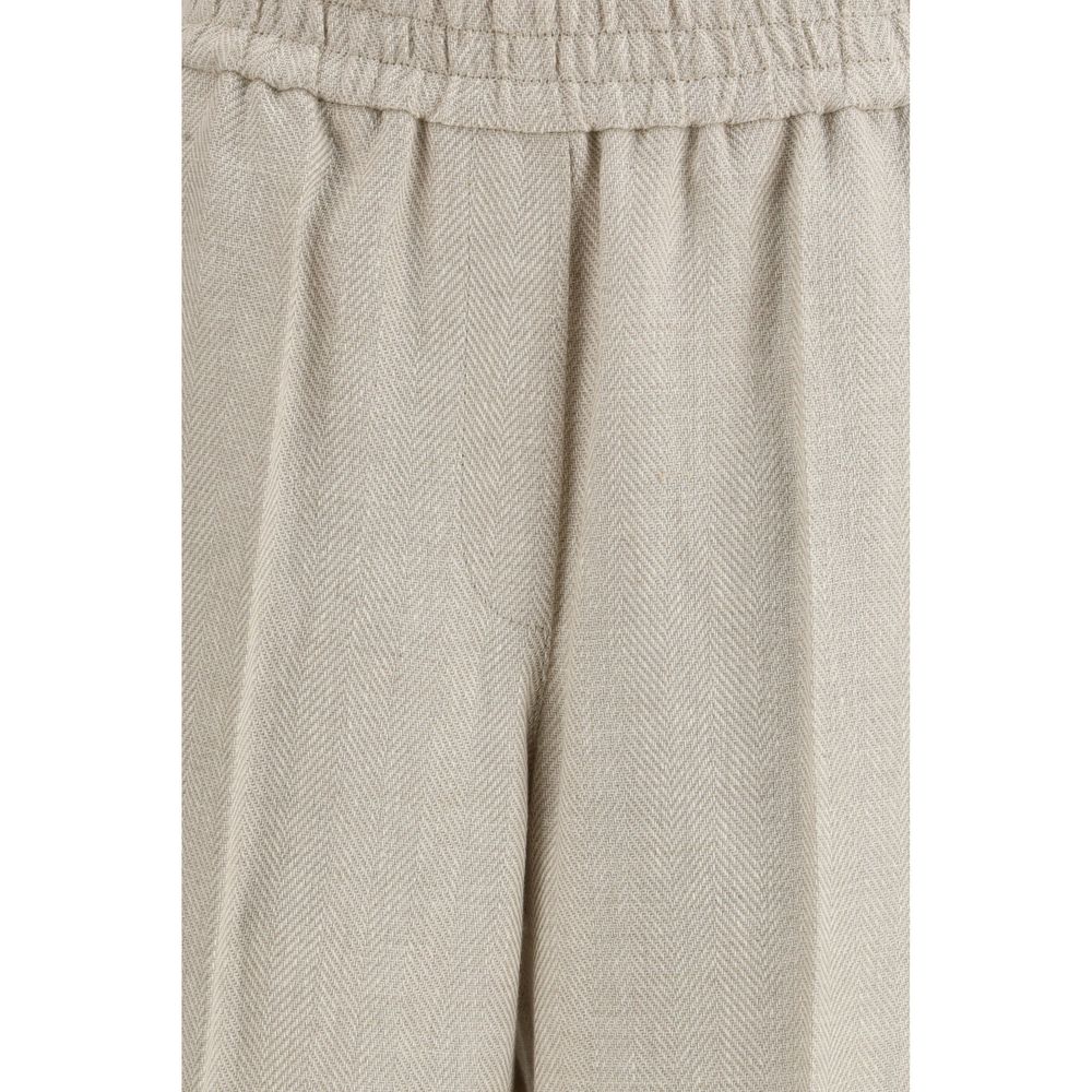 Brunello Cucinelli Beige Linen Casual Pants
