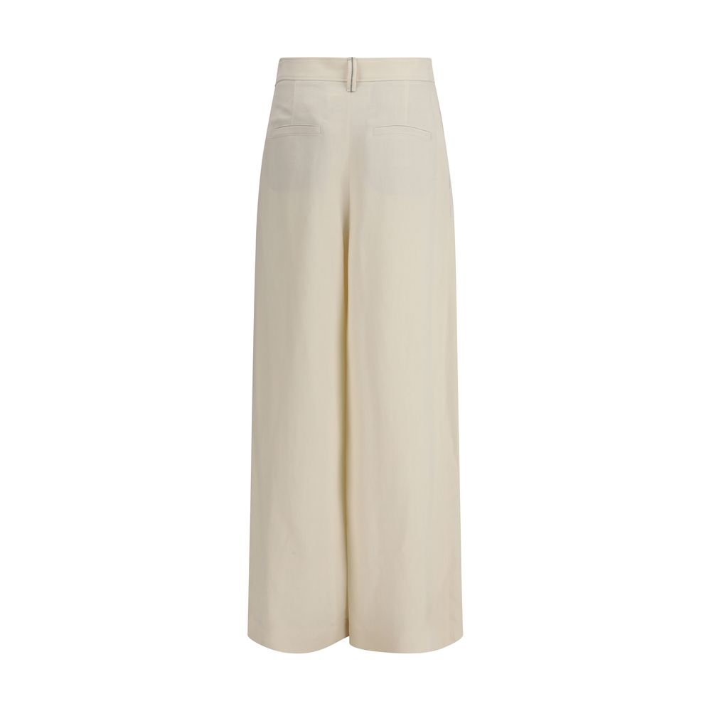 Brunello Cucinelli Cream Viscose Casual Pants