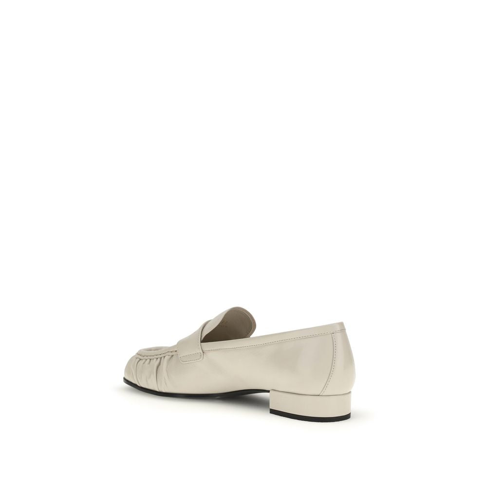 Prada Cream Calf Leather Bos Taurus Slip-On Loafers
