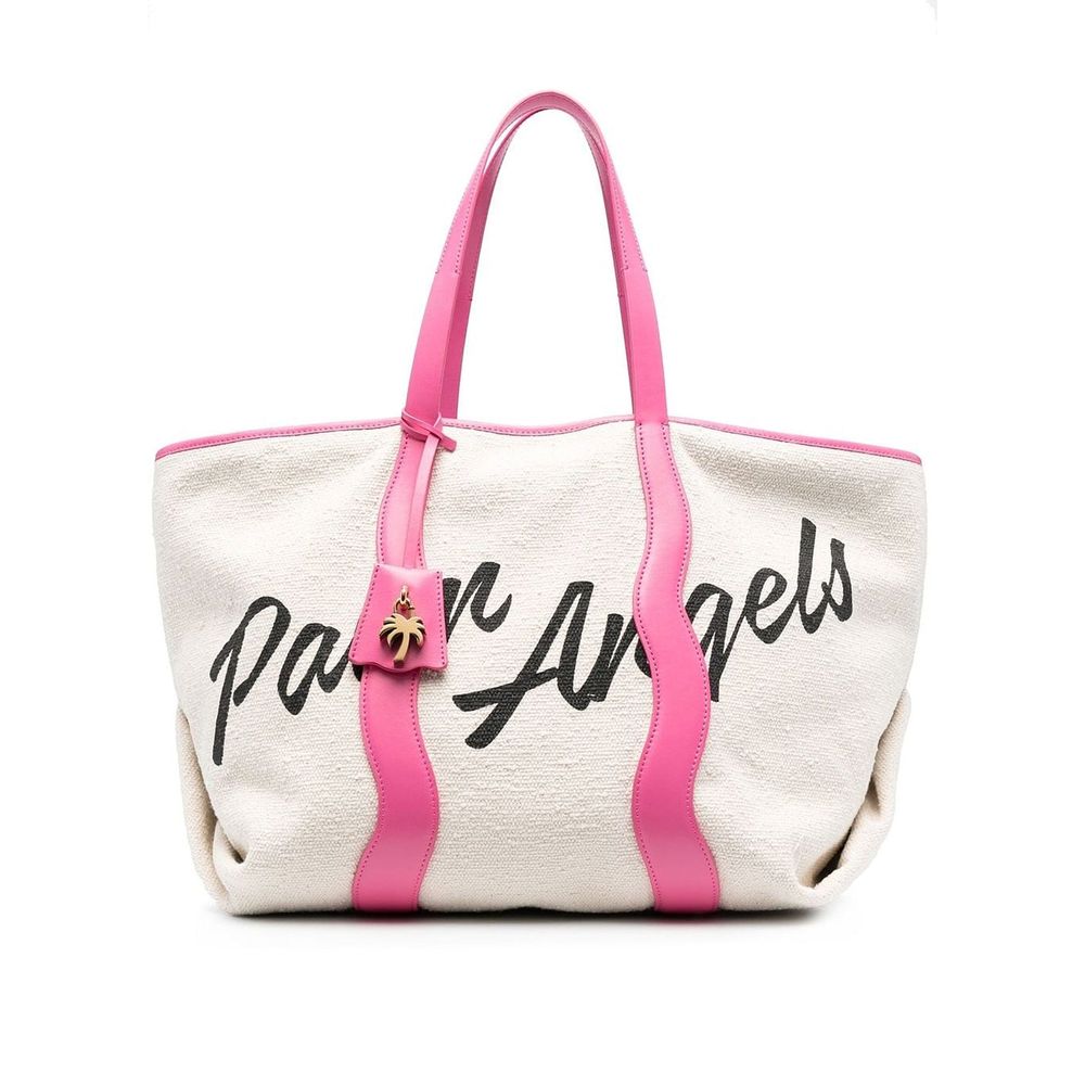 Palm Angels White Canvas Tote Bag