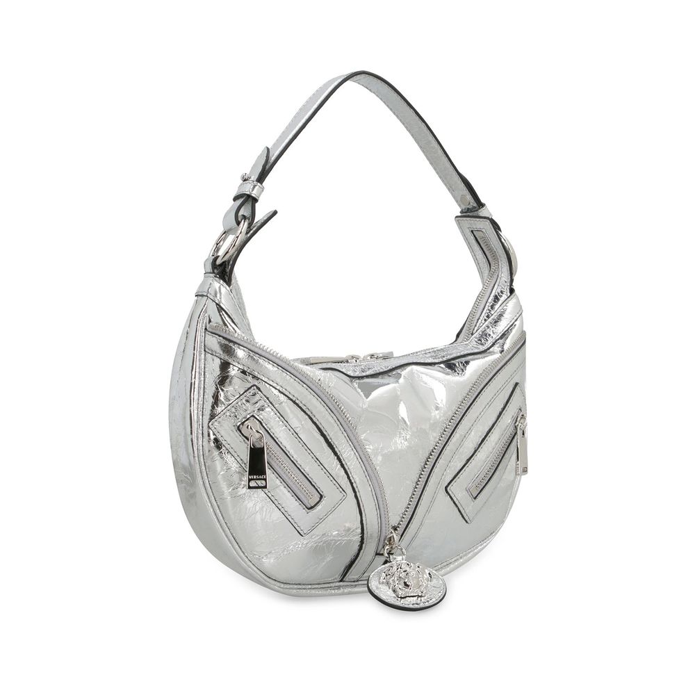 Versace Silver Lamb Leather Shoulder Bag
