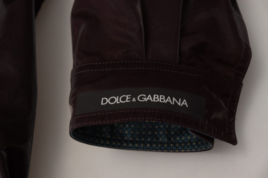 Dolce & Gabbana Bordeaux Nylon Collared Men Coat Jacket
