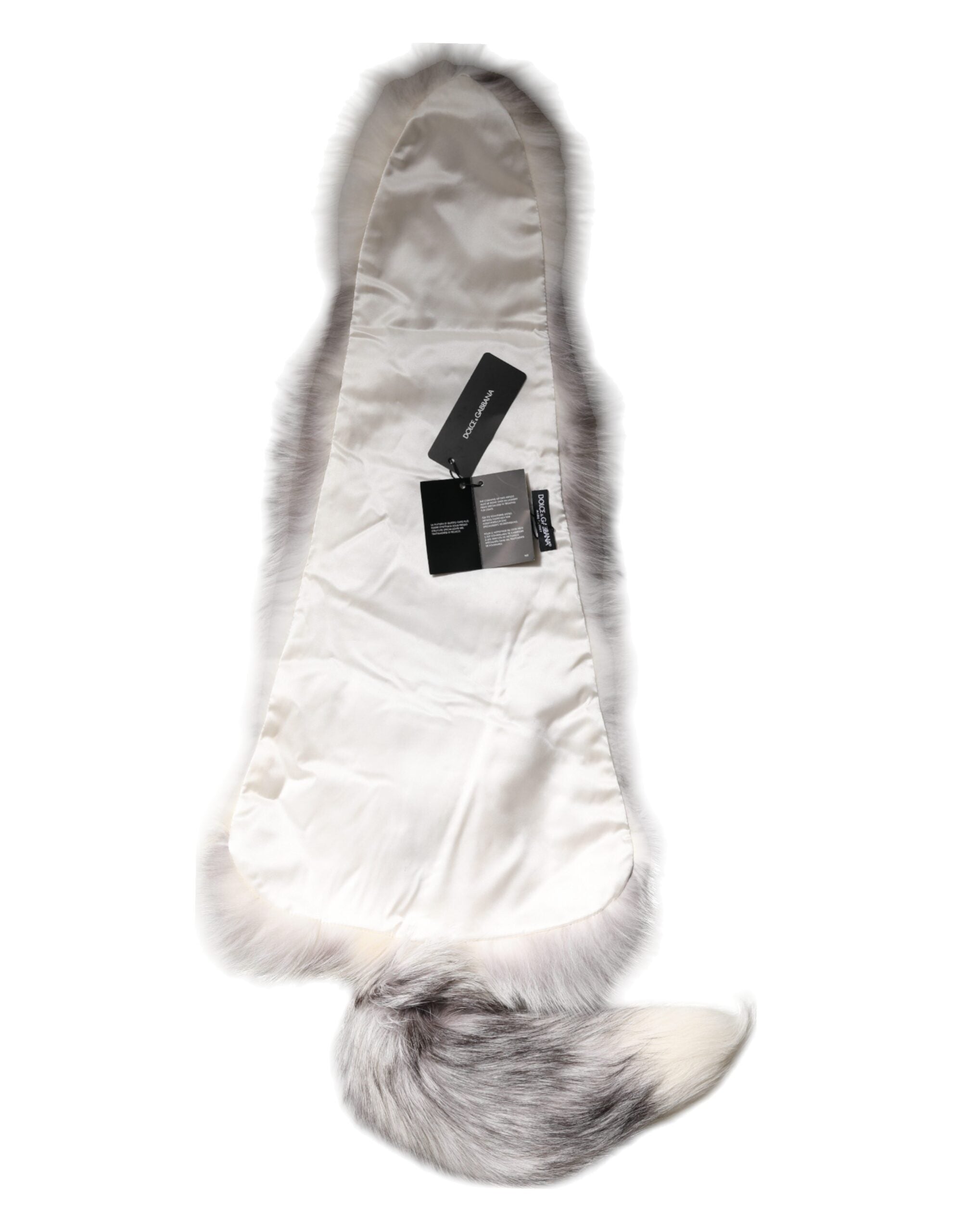 Dolce & Gabbana White Fox Fur Neck Wrap Warmer Winter Scarf