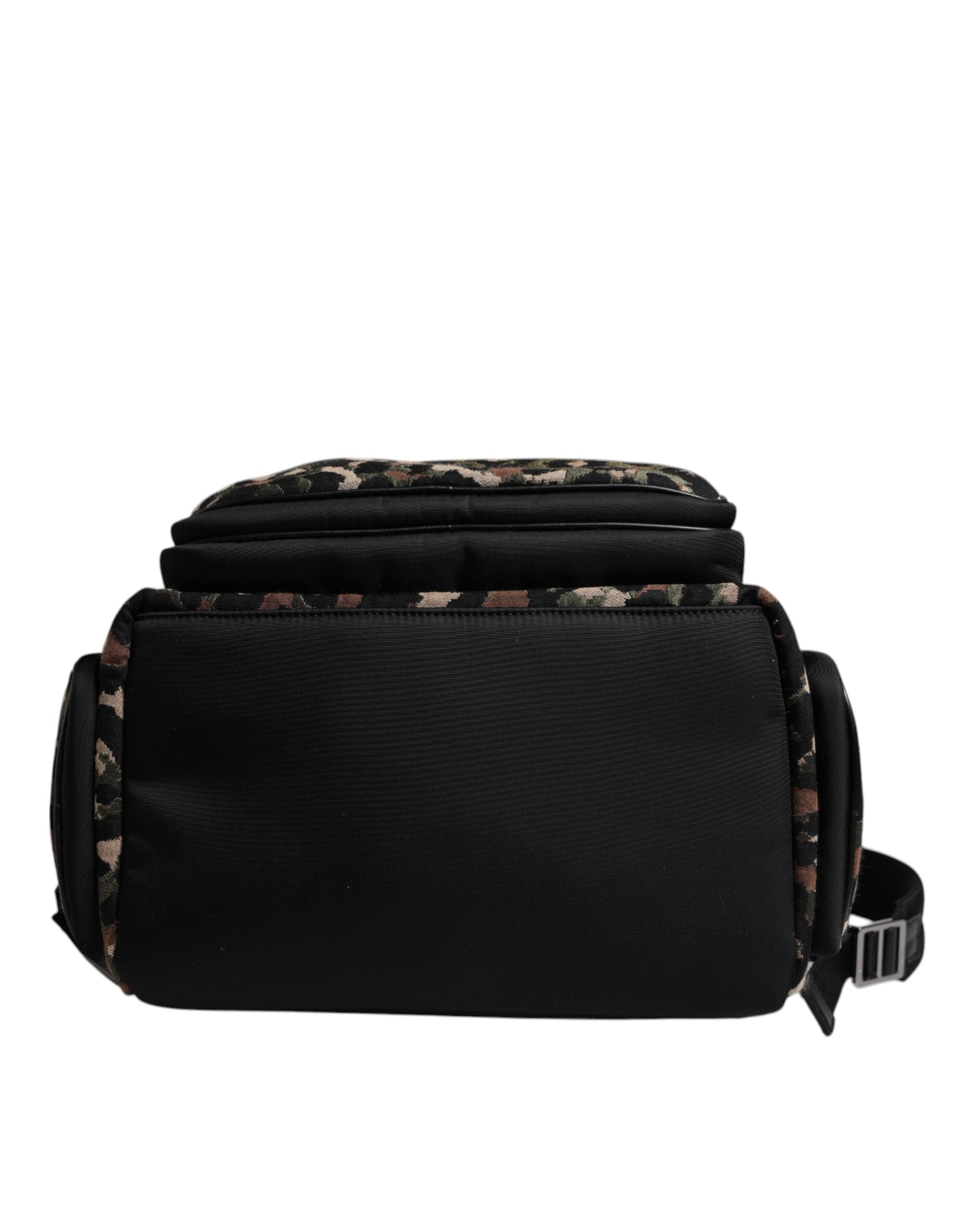 Dolce & Gabbana Multicolor Leopard Print DG Logo Plaque Men Backpack Bag