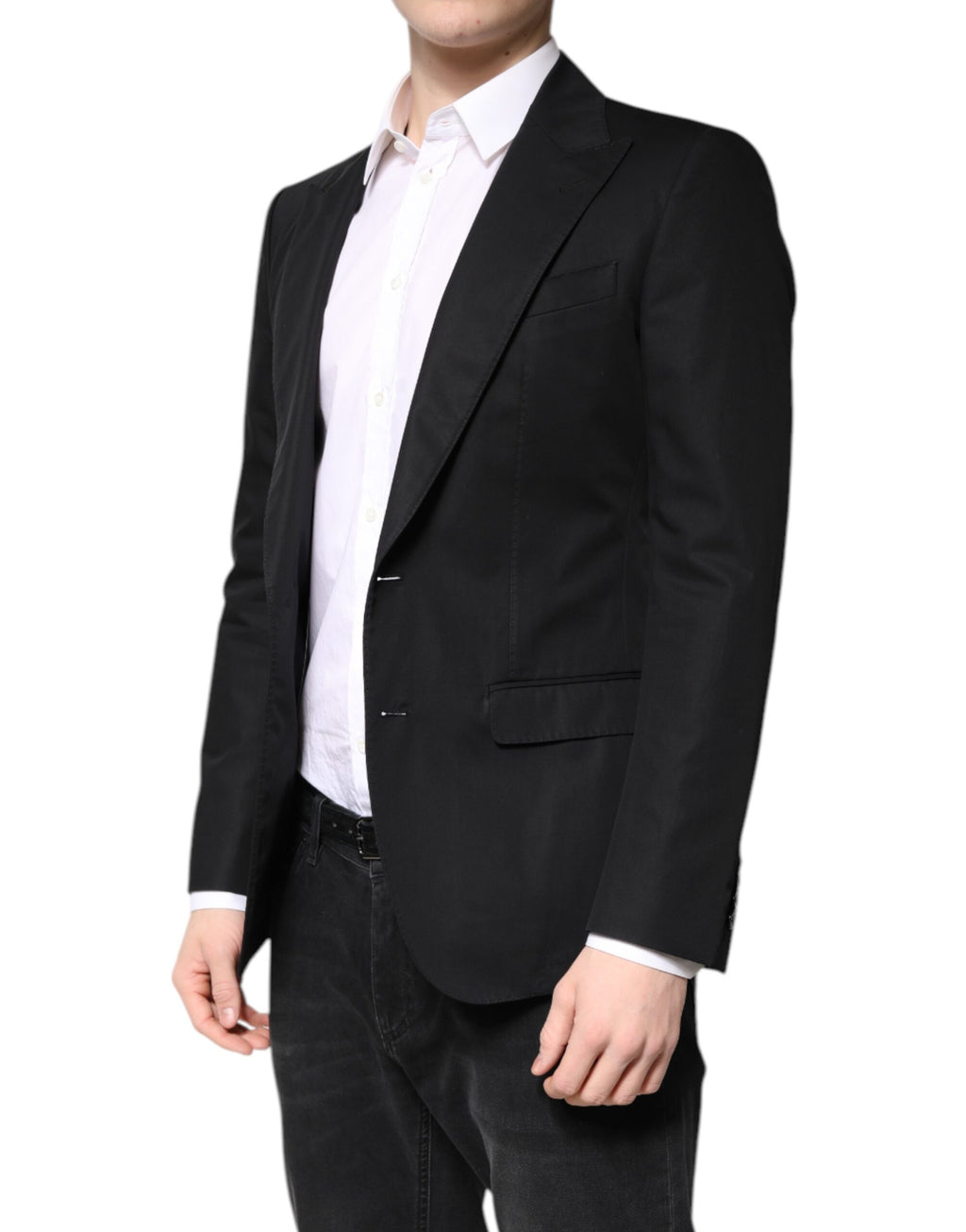 Dolce & Gabbana Black Cotton Single Breasted Men Coat Blazer