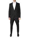 Dolce & Gabbana Black Polyester Floral Jacquard 2 Piece Suit