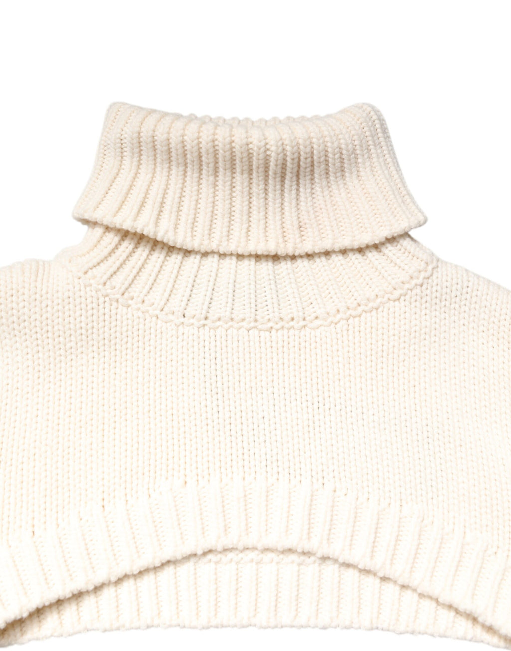 Dolce & Gabbana Ivory Cashmere Turtleneck Cropped Top Sweater