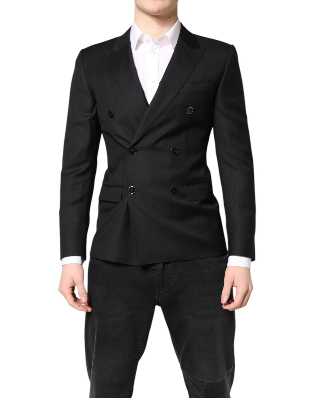 Dolce & Gabbana Black MARTINI Double Breasted Coat Blazer