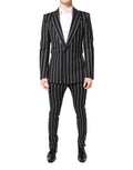 Dolce & Gabbana Black Striped SICILIA Formal 2 Piece Suit