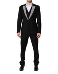 Dolce & Gabbana Black MARTINI Crystal Embellished 3 Pc Suit