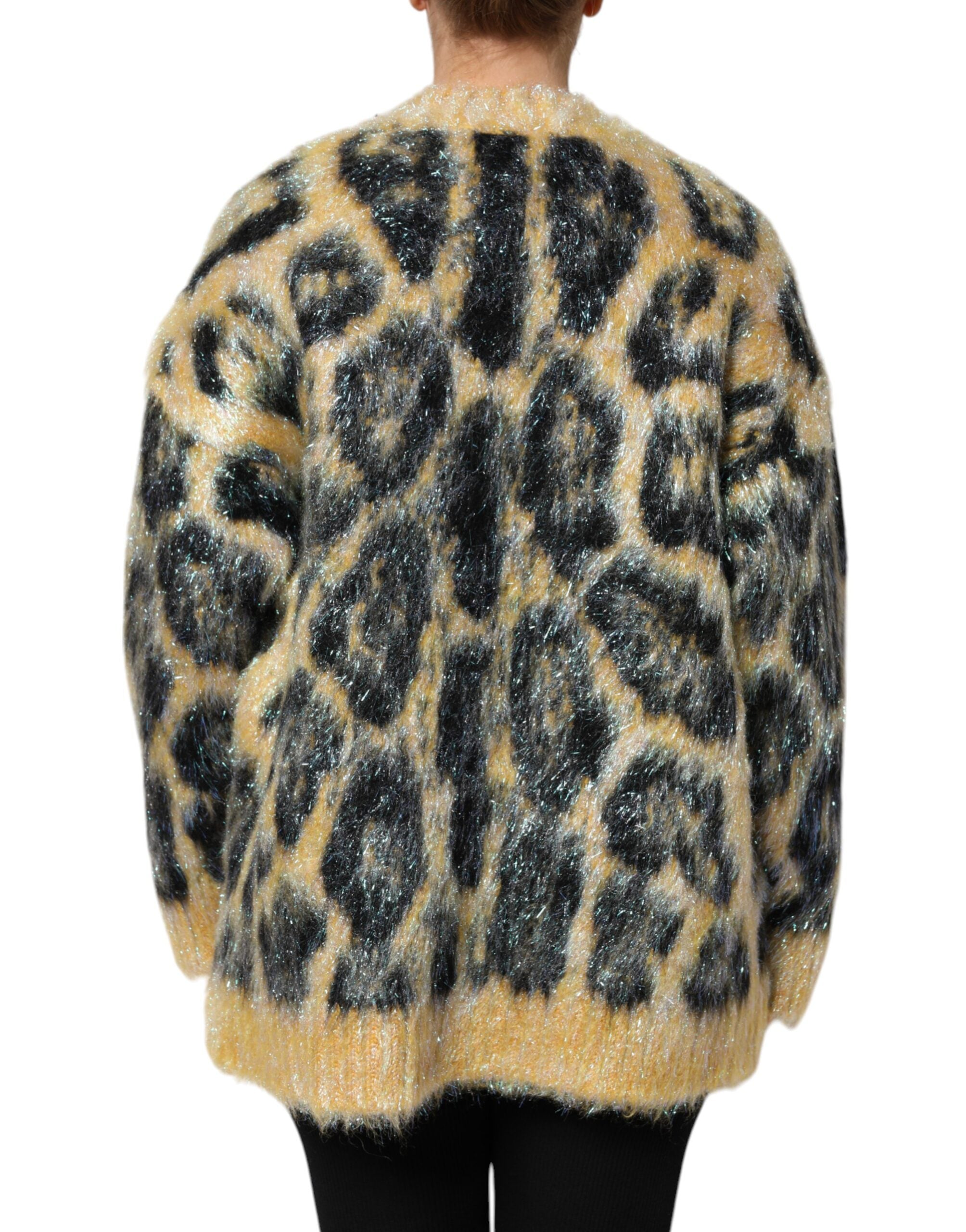 Dolce & Gabbana Multicolor Leopard Mohair Crew Neck Sweater