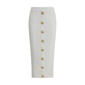 Balmain White Viscose Midi Skirt