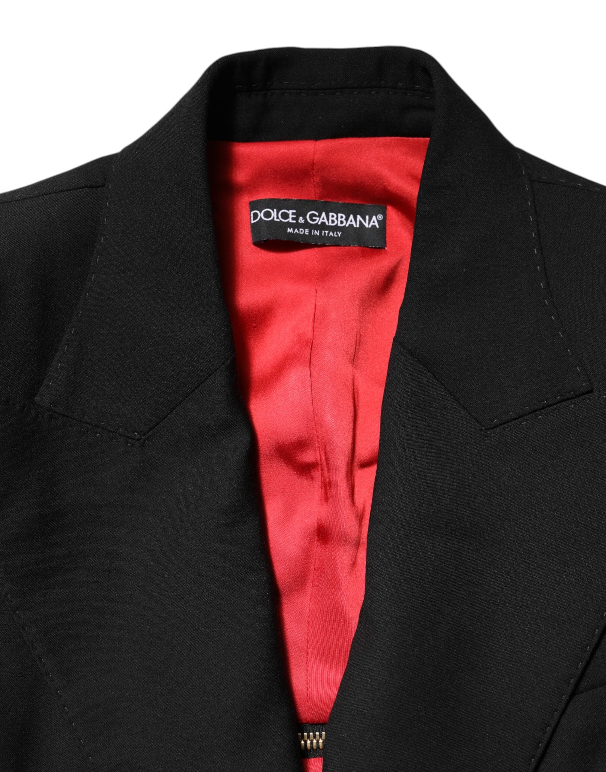 Dolce & Gabbana Black Wool Zipper Detailing Blazer Jacket