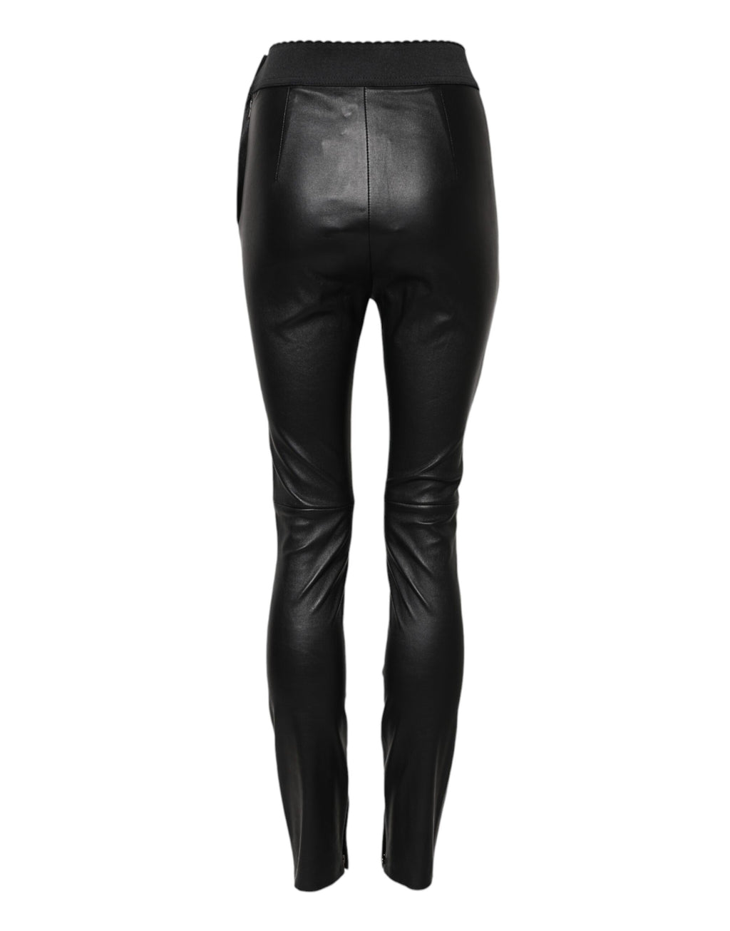 Dolce & Gabbana Black Leather Elastic Waist Pants