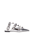 Valentino Garavani Gray Leather Flat Sandals
