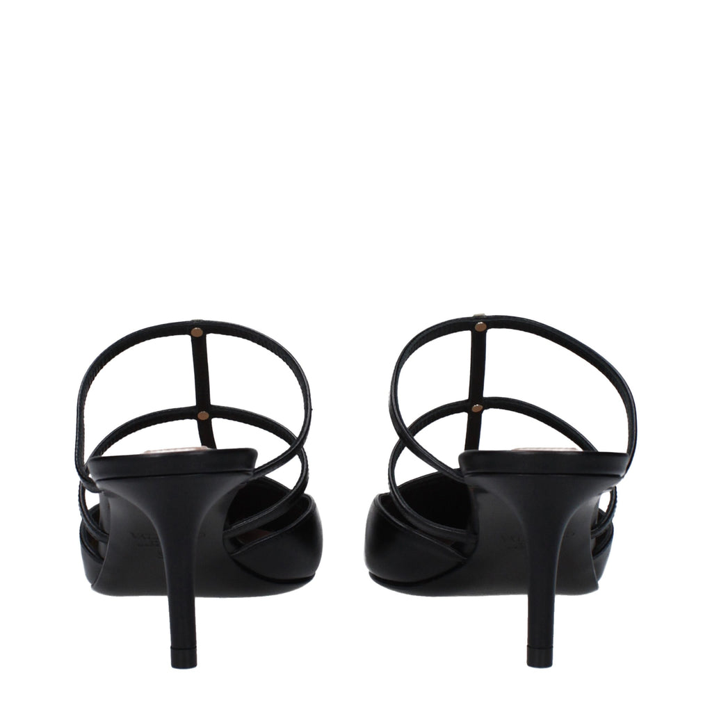 Valentino Garavani Black Leather Sandals