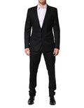 Dolce & Gabbana Black Jacquard Single Breasted 2 Piece Suit