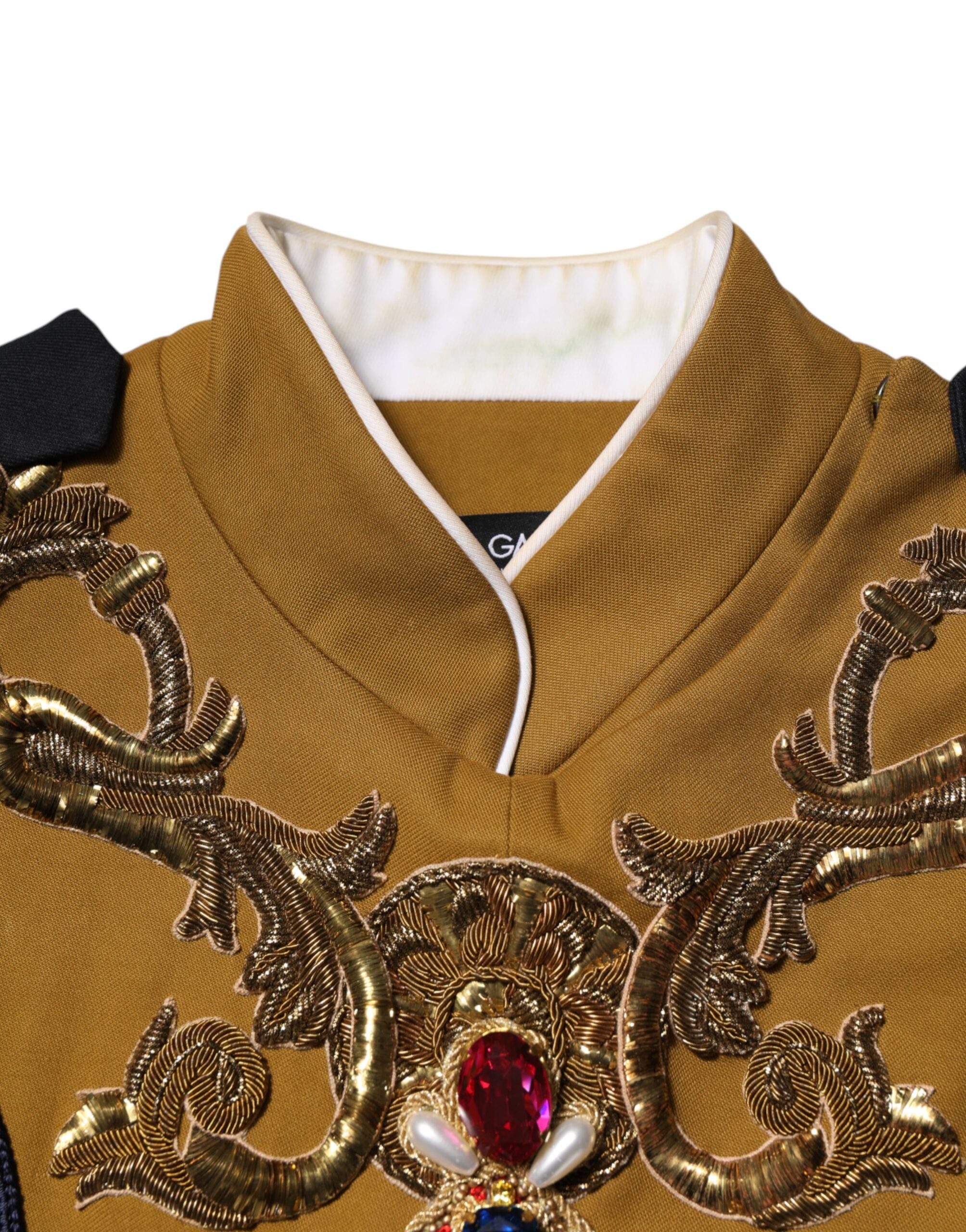 Dolce & Gabbana Yellow Crystal Cross Runway Vest Jacket Top