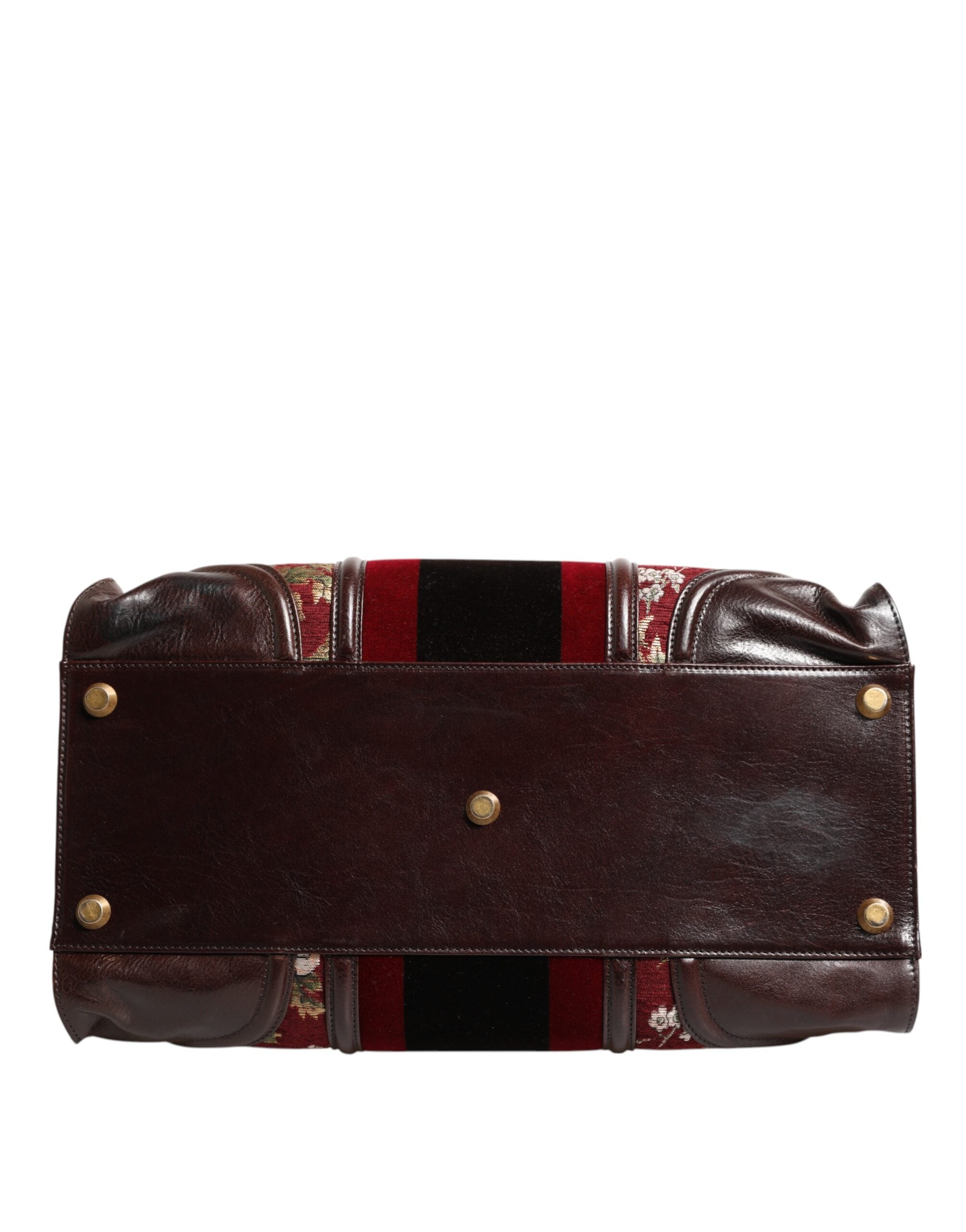 Dolce & Gabbana Multicolor Leather Jacquard Velvet Travel Duffle Bag