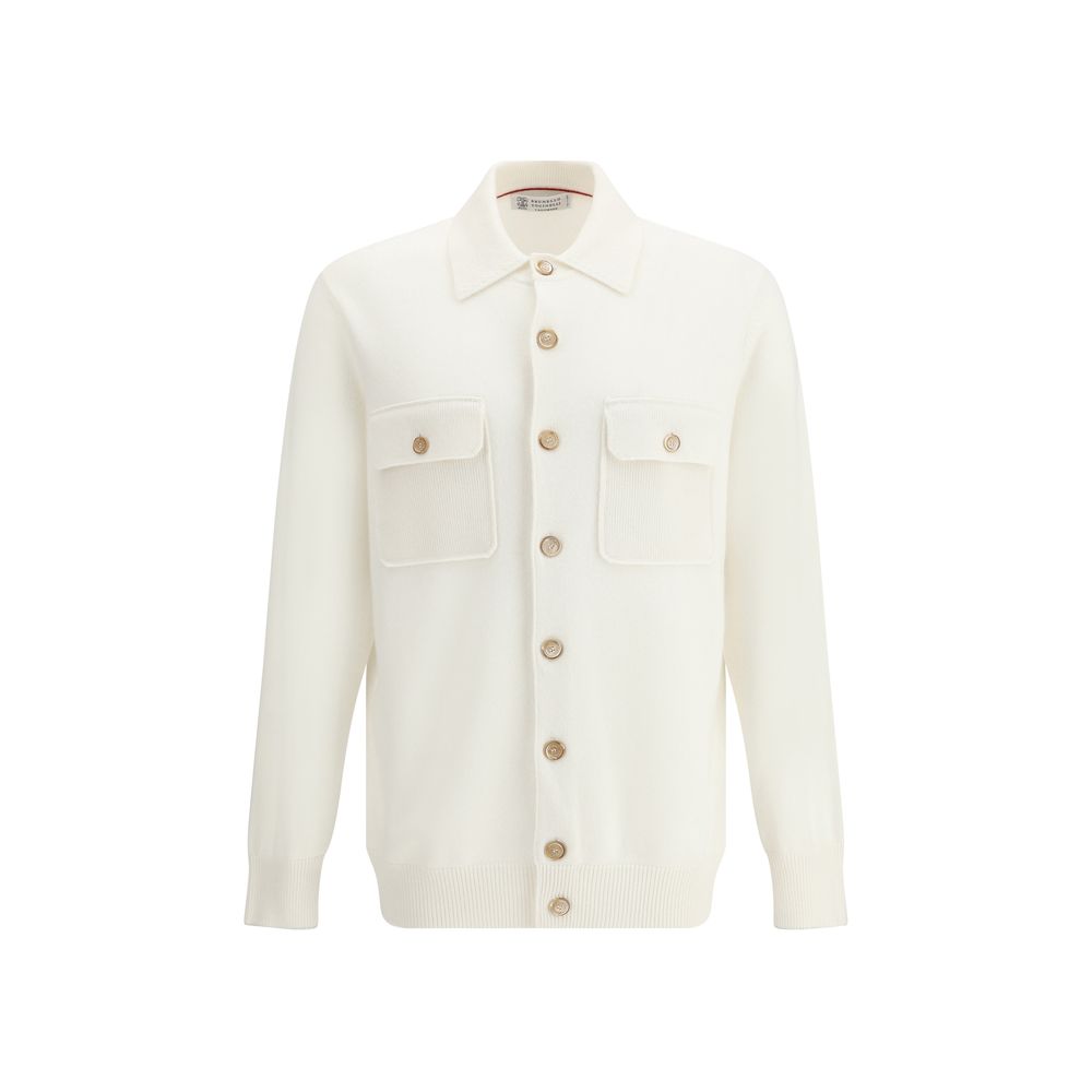 Brunello Cucinelli White Cashmere Cardigan