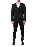 Dolce & Gabbana Black 3 Piece Brocade Jacquard Suit MARTINI