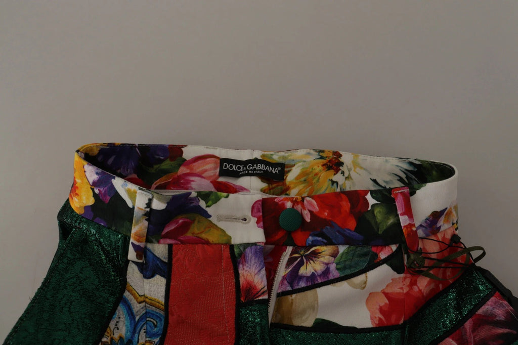 Dolce & Gabbana Multicolor Patchwork Jacquard High Waist Pants